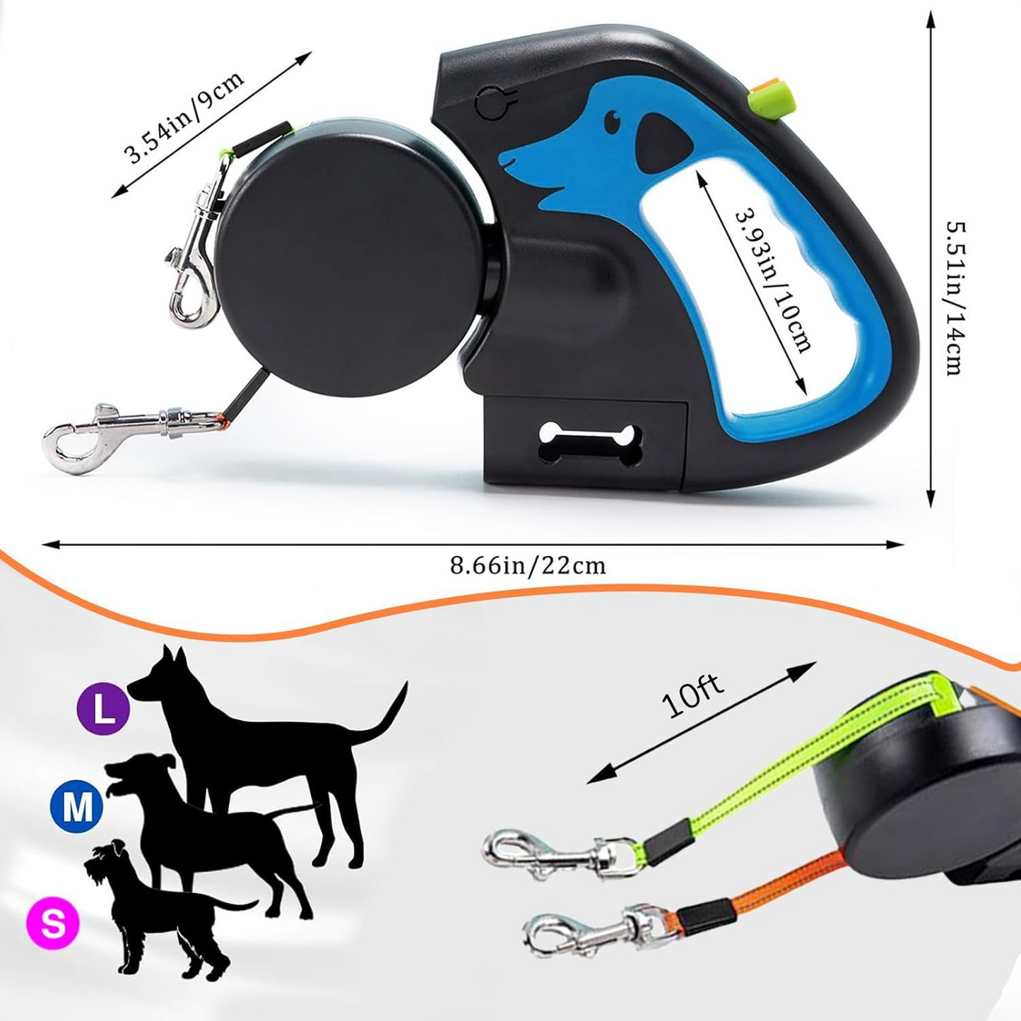 🐾 Pet Lux Lounge™ Premium Doppel-Rollleine  Zwei Hunde. Eine Leine.